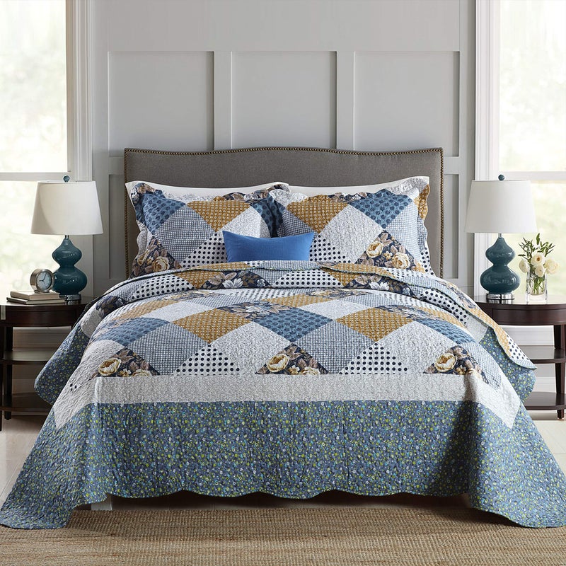 Travan 3-Piece Queen Quilt Sets with Shams Oversized Bedding Bedspread Reversible Soft Coverlet Set, Queen Size - Image 1